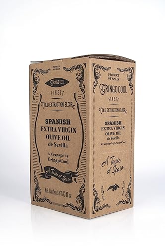 GringoCool Aceite de oliva virgen extra español de Sevilla - Bolsa de 2 litros en una caja, (67.63 fl oz)
