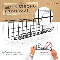 Vista 3 de Bandeja de cables para debajo del escritorio, organizador de cables para organizar cables, debajo del escritorio, soportes de alambre, bandeja