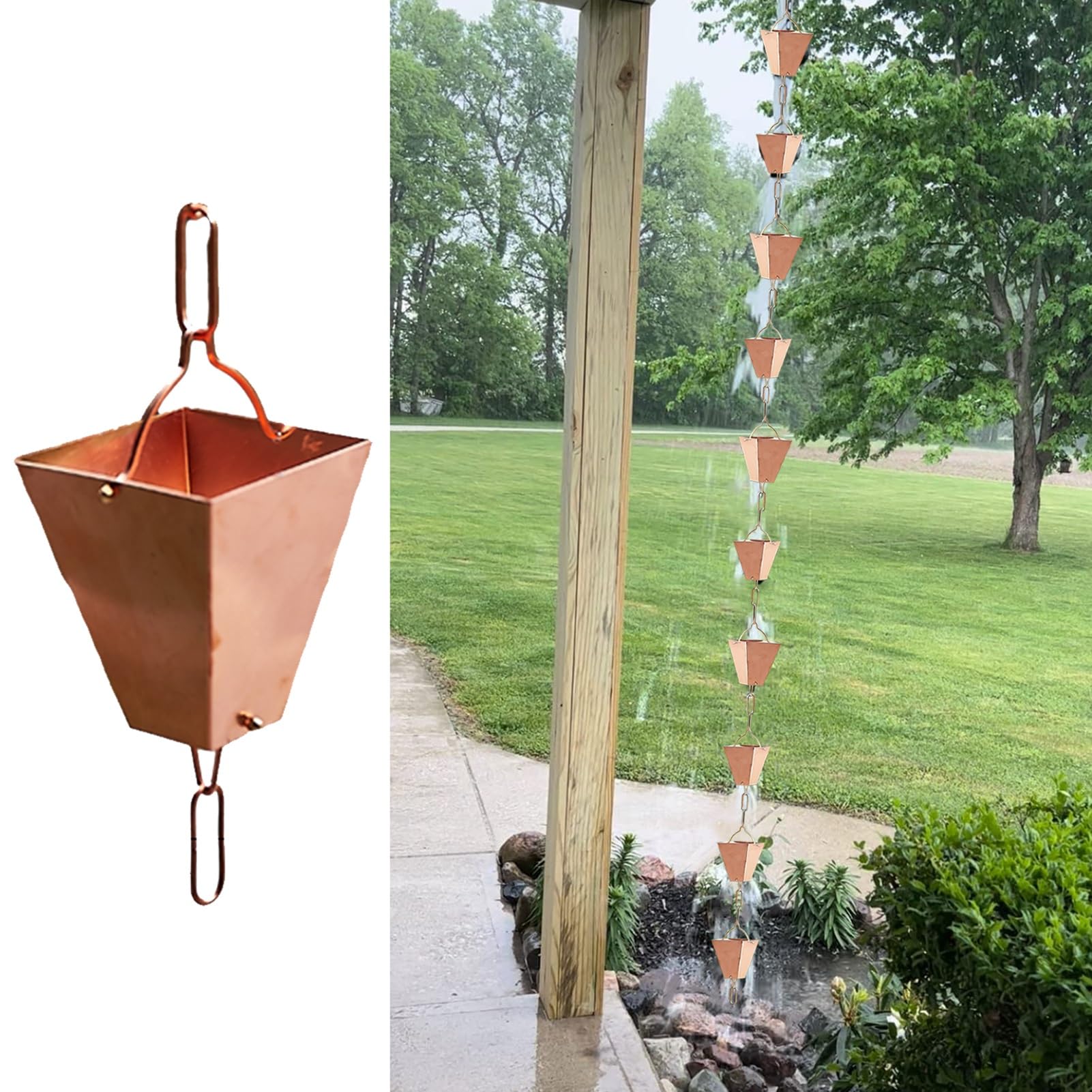 YNBSHGAA Decorative Rain Gutter Drip Chains for Outdoor Pergola and Garden Downspouts - Heavy Rain Replacement Solution,size_name-2.6M (8.5Ft)