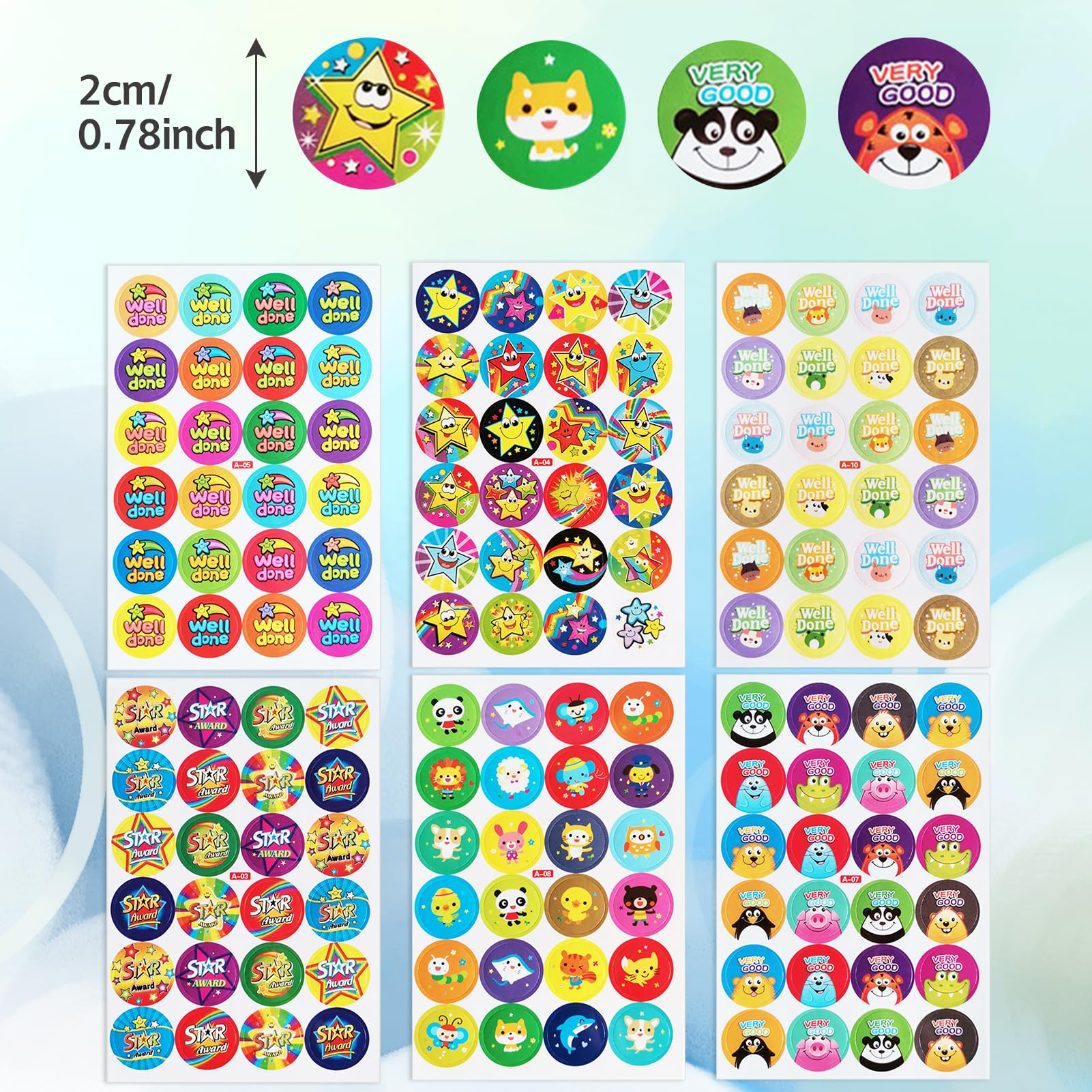 1440 Inject Sticker Azushwer 1440 Reward Stickers for Kids, Sticker Pack for Teachers ...