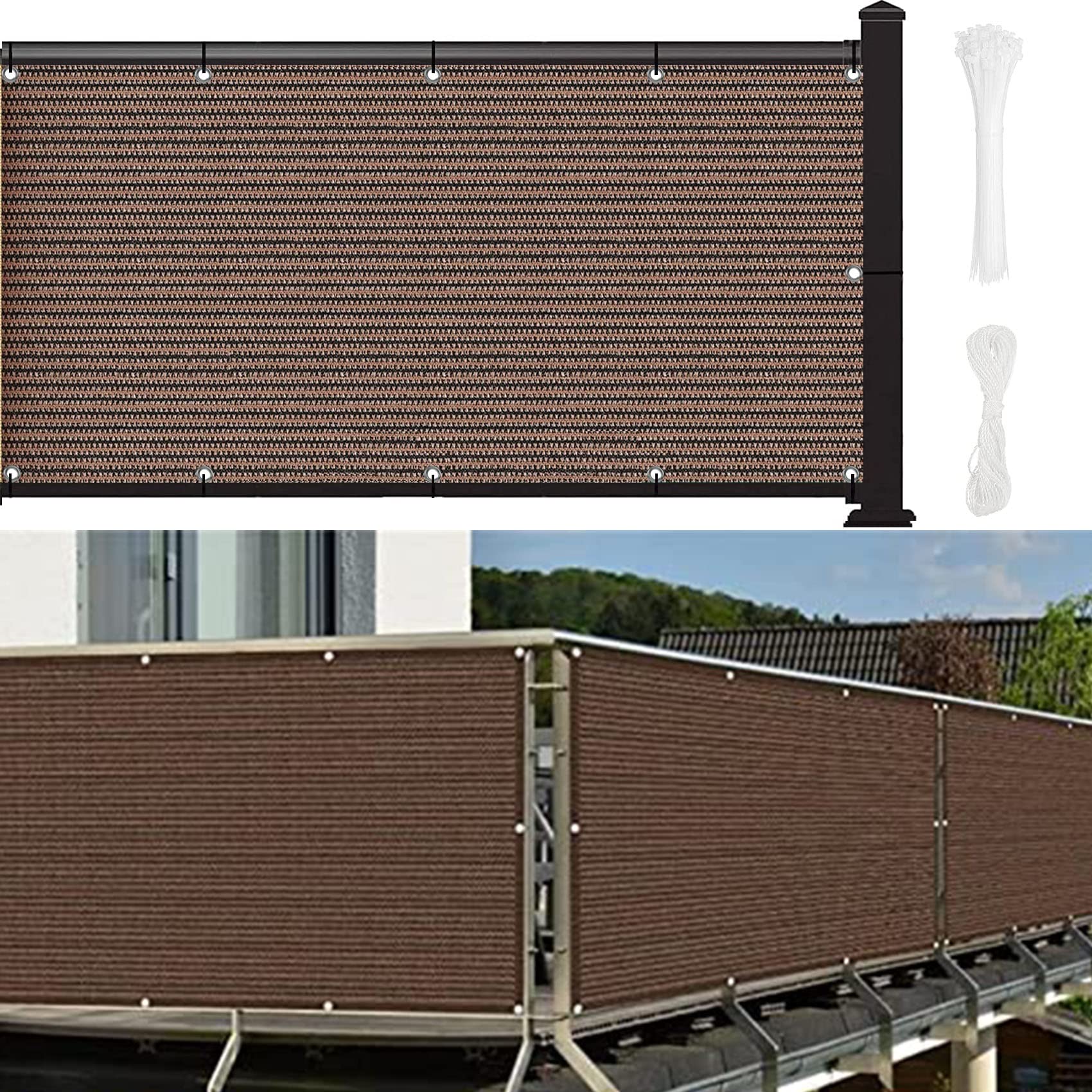Recinzione Copertura per Balcone Giardino 80 x 750 cm Recinzione Copertura Copertura Ringhiera del Balcone Resistente alle intemperie per Balcone da Giardino, Marrone