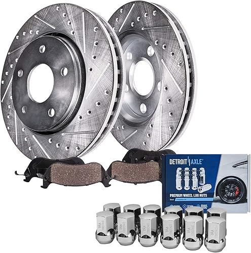 Miniatura 20 de Detroit Axle - Kit de freno delantero para Ford Explorer Mercury Mountaineer 2002-2005 Bujes de rodamiento de rueda perforados y ranurados rotores