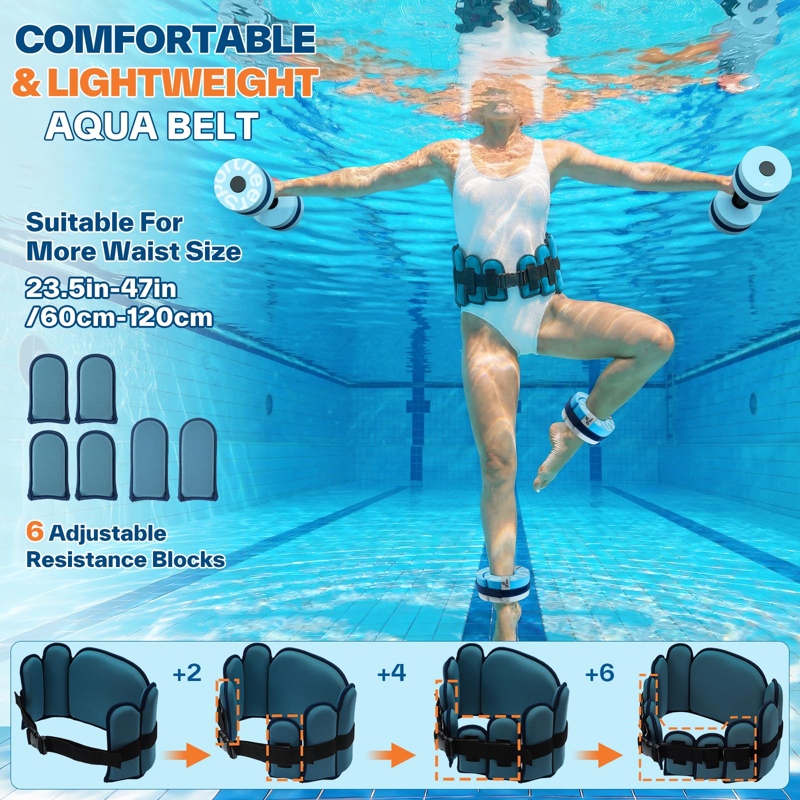 Sportneer Kit d'accessoires d'aquafitness 3 en 1 pour adultes et appareils de sports nautiques 2