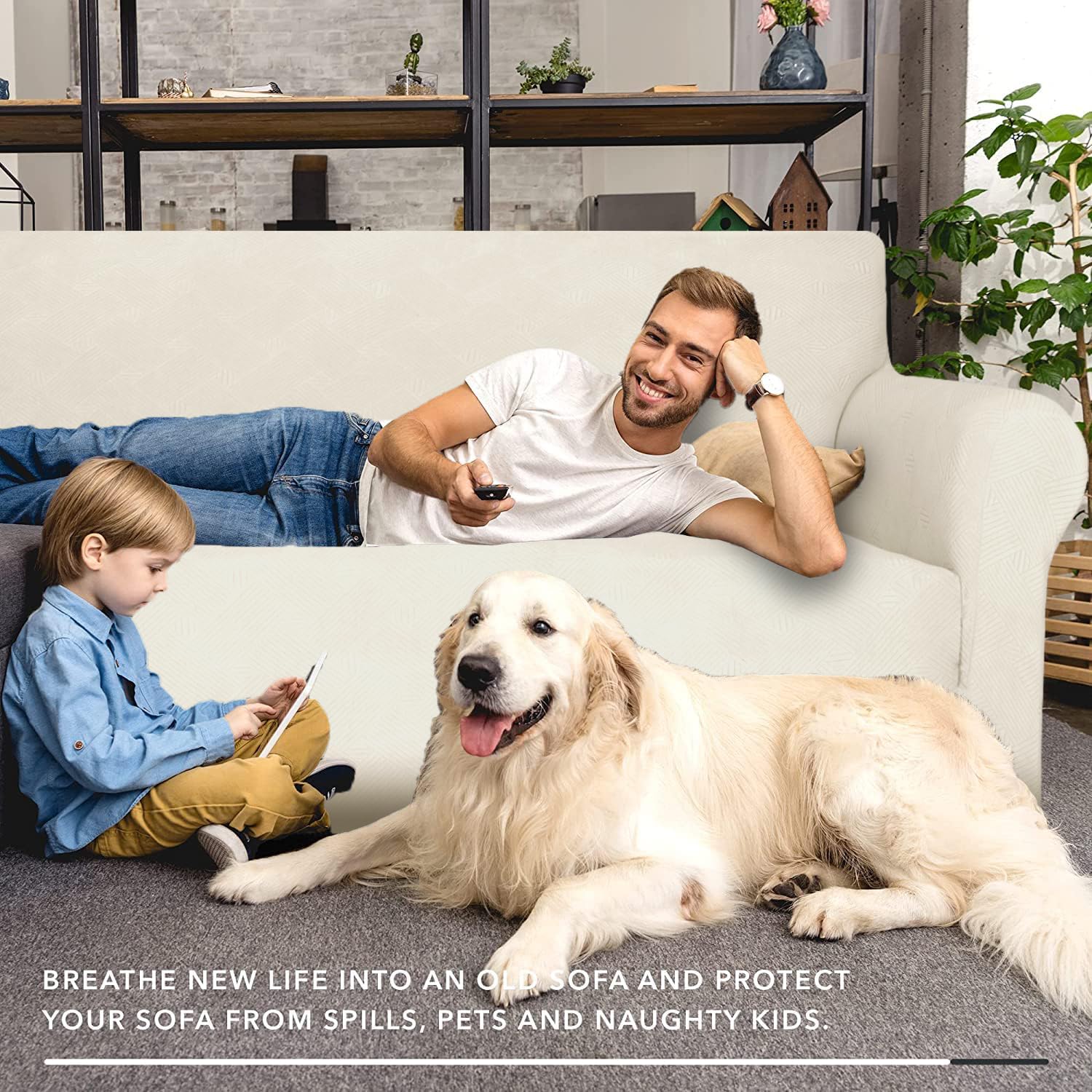 Ystyle Copridivano 3 Posti Con Braccioli, Copri Divano Antigraffio Gatto, Copridivani Elasticizzati, Pesante Inverno Copri Divani, Fodera Divano Antimacchia Lavabile Antiscivolo, Panna