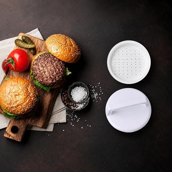 Hamburger Köfte Kalıbı, Ergonomik Saplı Burger Press, Yuvarlak Köfte Şekillendirici, Et, Tavuk ve Sebze Köftesi İçin Pratik Mutfak Aparatı
