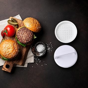 Hamburger Köfte Kalıbı, Ergonomik Saplı Burger Press, Yuvarlak Köfte Şekillendirici, Et, Tavuk ve Sebze Köftesi İçin Pratik Mutfak Aparatı