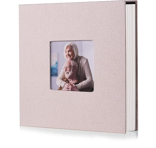 HoneyTolly Álbum de fotos autoadhesivo para fotos de 4 x 6 imágenes, cubierta magnética de lino, 15 hojas/30 páginas en blanco para bodas Beige claro