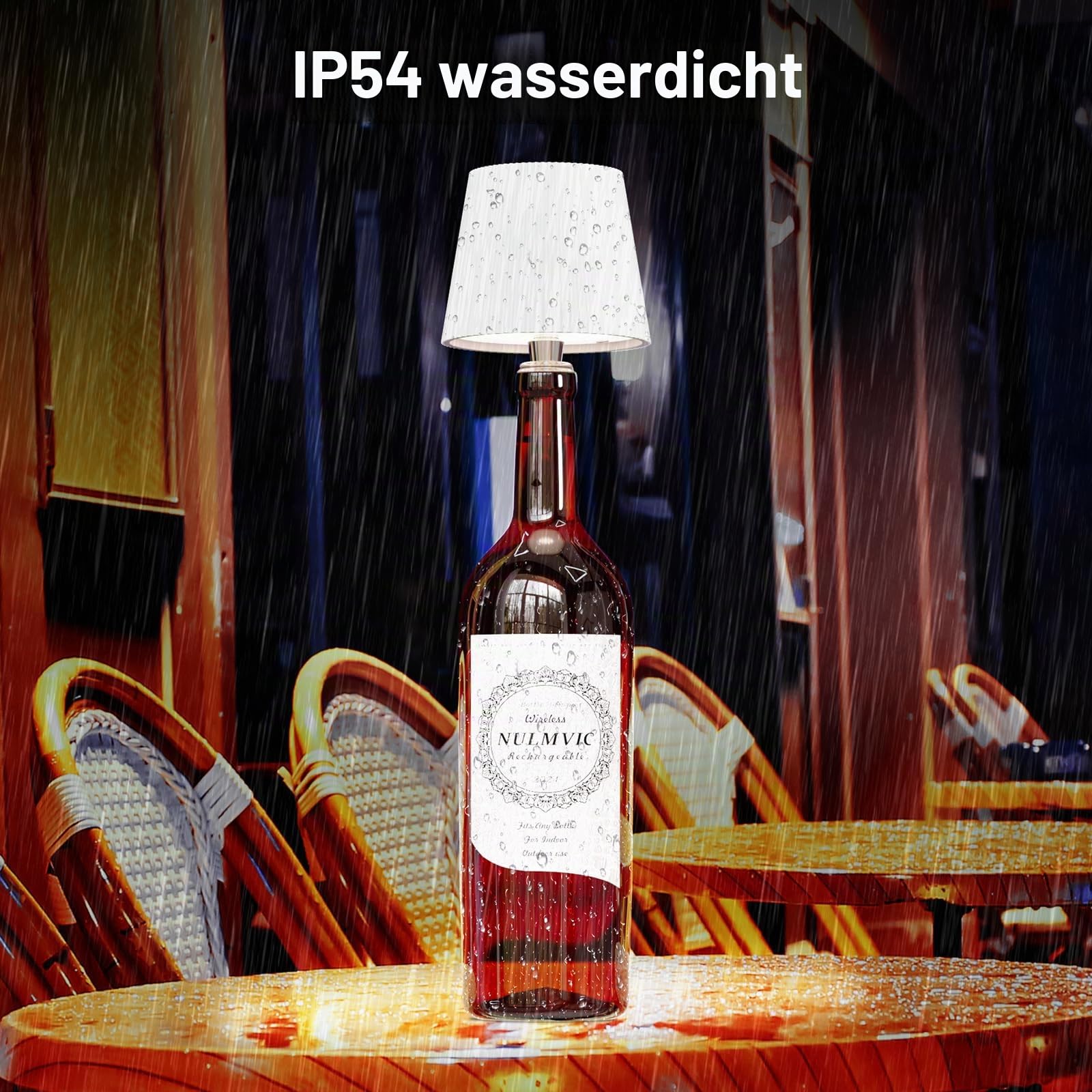 2 Stück Flaschenlampe LED Aufladbar - 5200mAh Tischlampe Kabellos Dimmbar 3 Farben - Flaschenlicht Touch Control IP54 Spritzwassergeschützt für Innen Außen Familie Restaurant (Schwarz+Weiß)