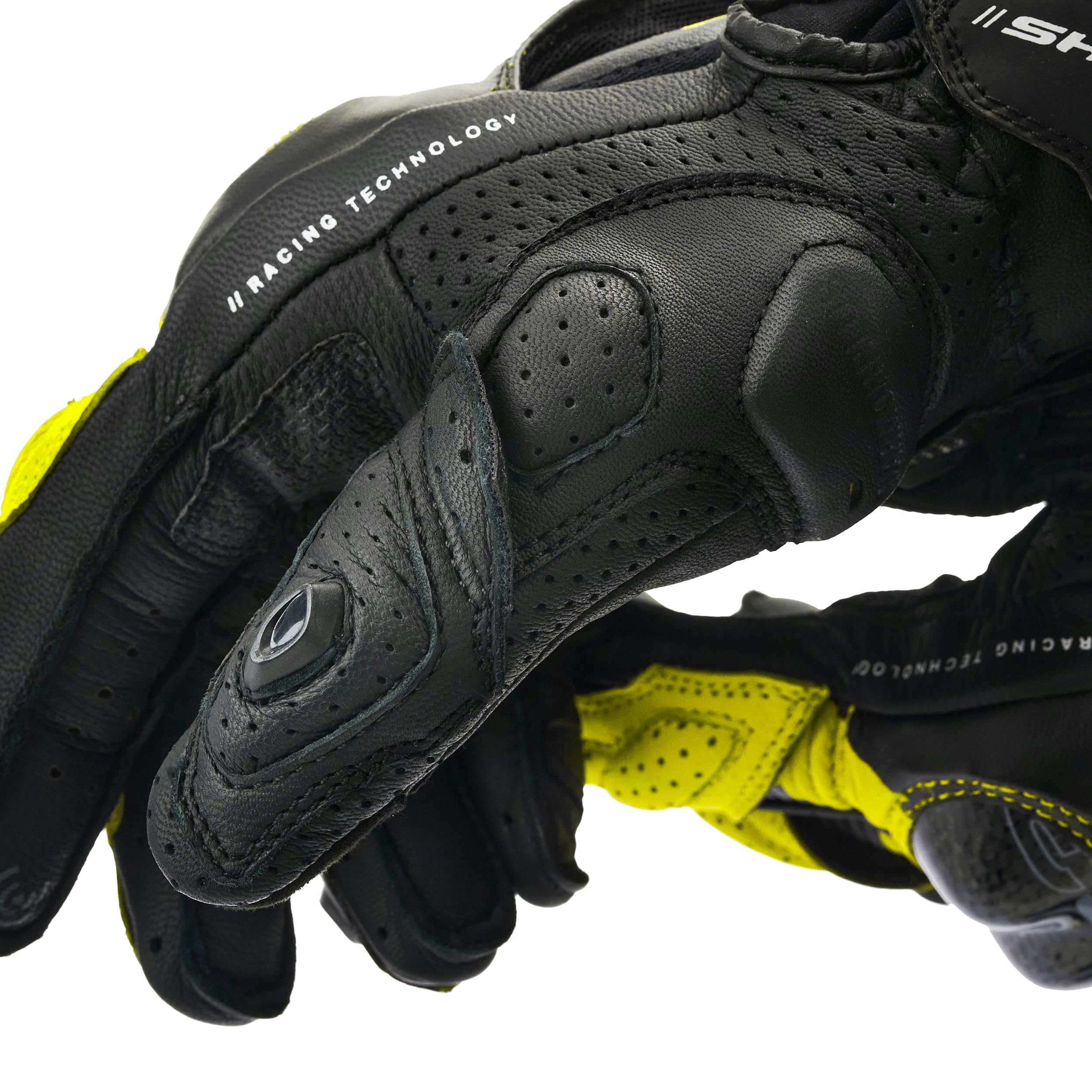 SHIMA XRS-3 Guanti Moto Sport Uomo Pelle Lungo Ventilato Perforato Omologati Guanto Motocicletta Touchscreen Ventilata Scooter Protettore Rinforzato Abbigliamento Racing (Uomini, Bianco, S)