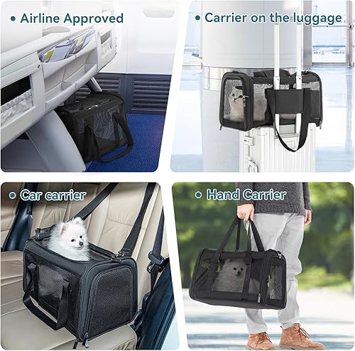 Miniatura 82 de Petsfit Transportador para perros pequeños, ligero, portátil, suave, para gatos grandes y medianos, malla transpirable de 5 lados, a prueba de fugas