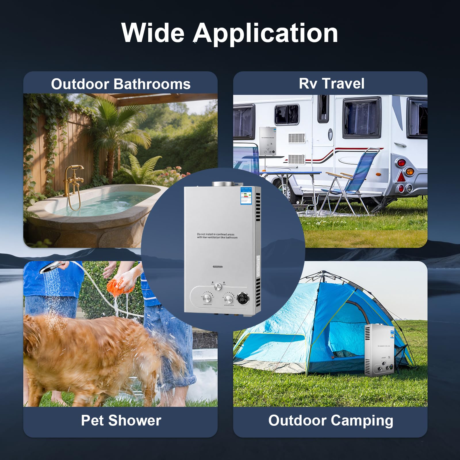 18L 36KW Calentador de Agua de Gas GLP 18L/min Butano y Propano Calentador de Agua LPG Instantáneo Portátil,Válvula de Actualización, para Ducha Al Aire Libre,Baño,Camping
