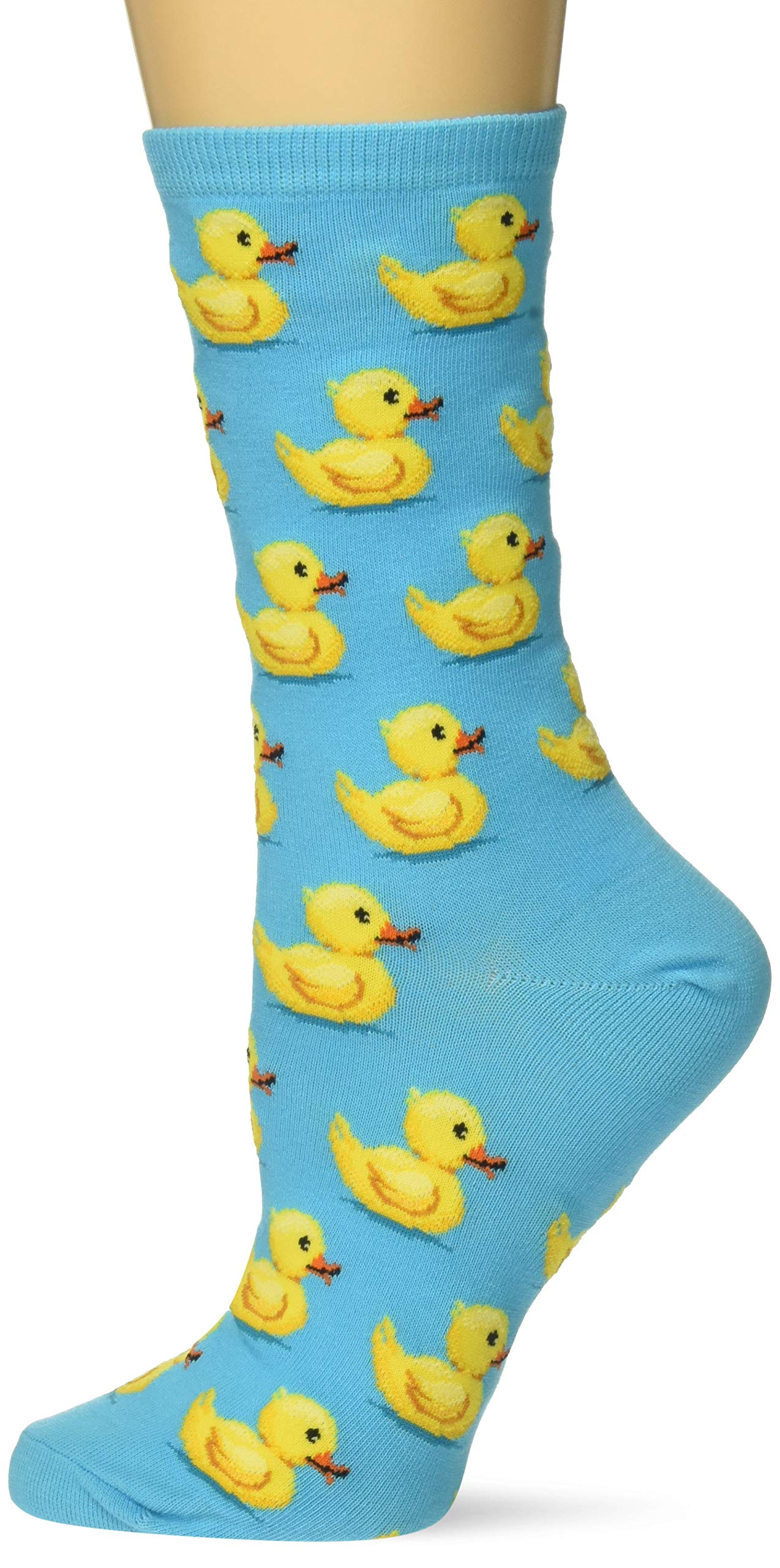 Hot Sox womens Conversation Starter Novelty Casual Fashion Socks - 4-10 Rubber Ducks (Light Blue)