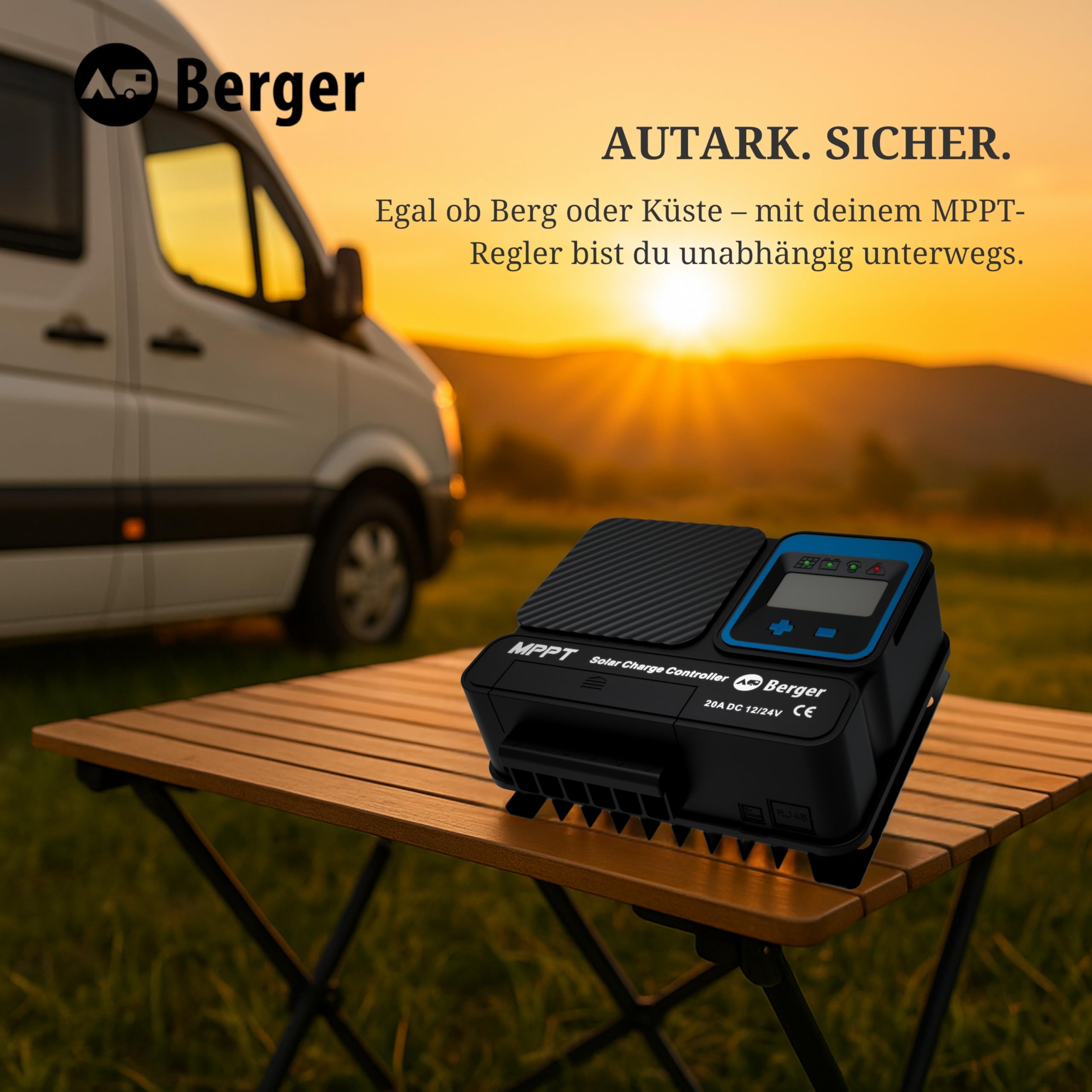 BERGER MPPT-Solarladeregler SX PRO | Laderegler Solar 12 V / 24 V | Kompatibel mit LiFePO4, AGM & Gel-Batterien | Hoher Energieertrag für Solarpanel Camping Solartasche (30 A)