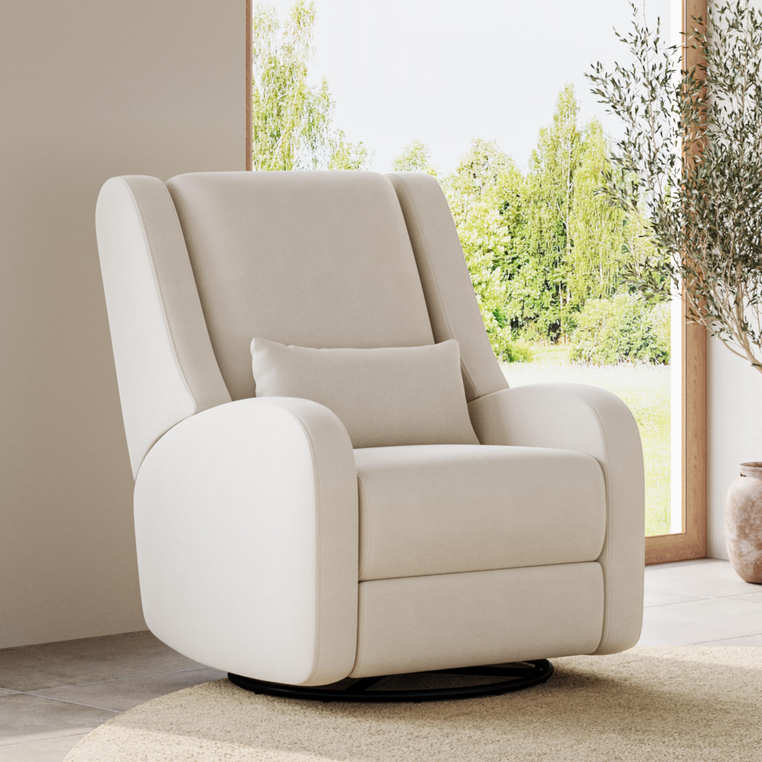 Nurture& The Charleston Wingback Plus – Premium Power Recliner for Nursery | Ergonomic, Stain-Resistant Glider Chair with USB, Lumbar & Head Support –