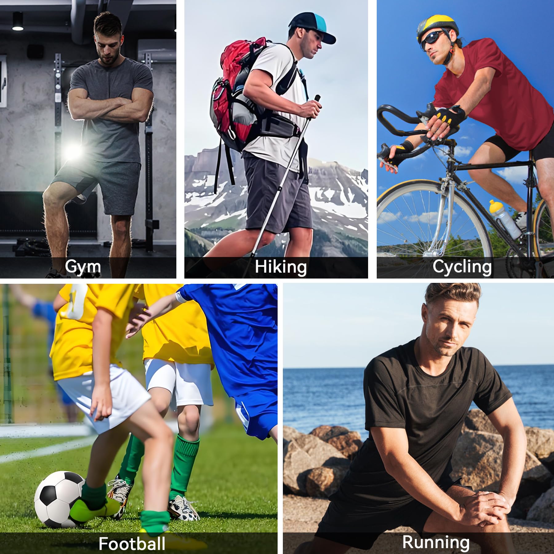 Lot de 1, 3 ou 5 T-Shirt de Sport Homme à Manches Courtes Respirant et à Séchage Rapide pour Course, Entraînement, Fitness