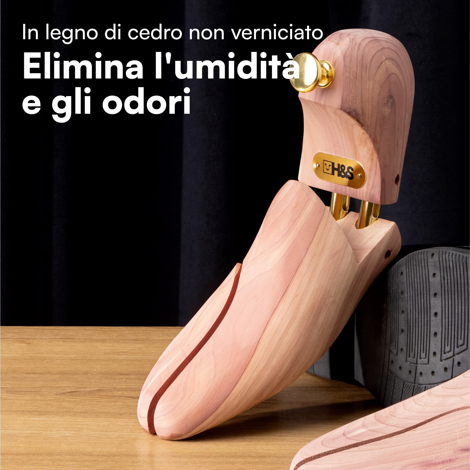 H&S Tendiscarpe Legno - Allarga Scarpe Uomo e Donna - Forme per Scarpe in Legno di Credo - Tendi Scarpe per Durabilità e Comfort - Forma per Scarpe