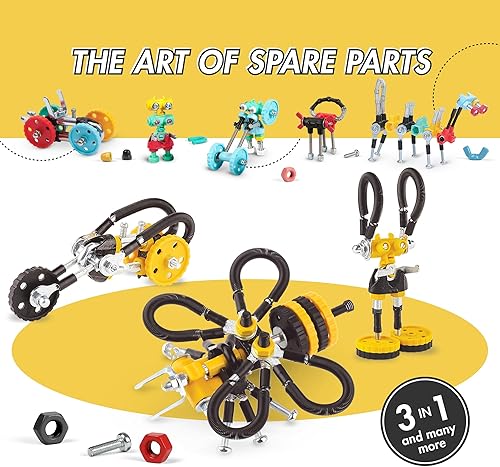 Miniatura 7 de The Off Bits - Juego de erectores: mini juguetes STEM de animales para niños de 6 años, juegos de construcción de juguetes con tuercas y tornillos,