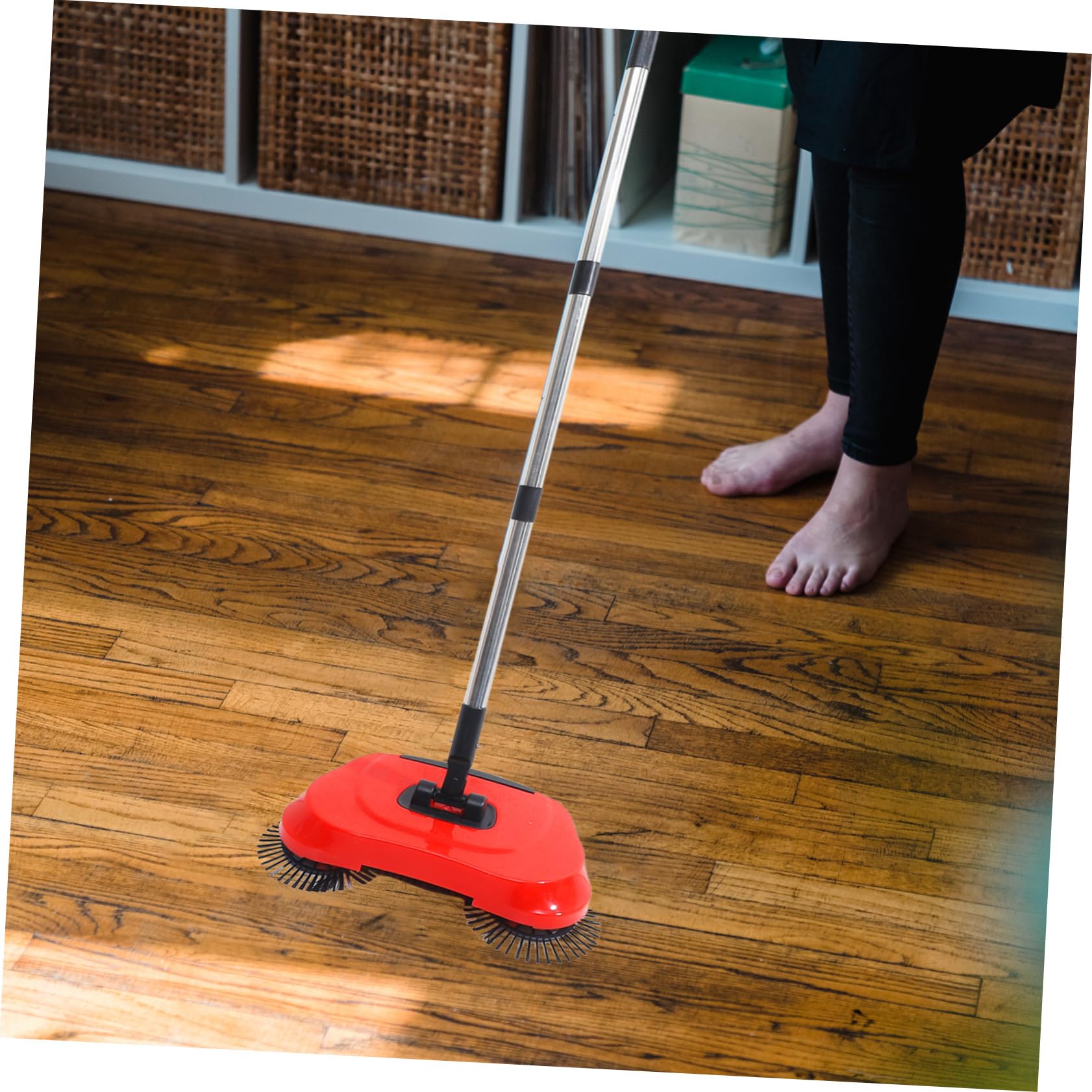 Handgeführte 3-in-1 Bodenkehrmaschine mit Besen und Kehrschaufel aus Abs und Edelstahl für Marmor und Holzböden 360° Drehung und Verstellbarer Griff für Einfache Reinigung