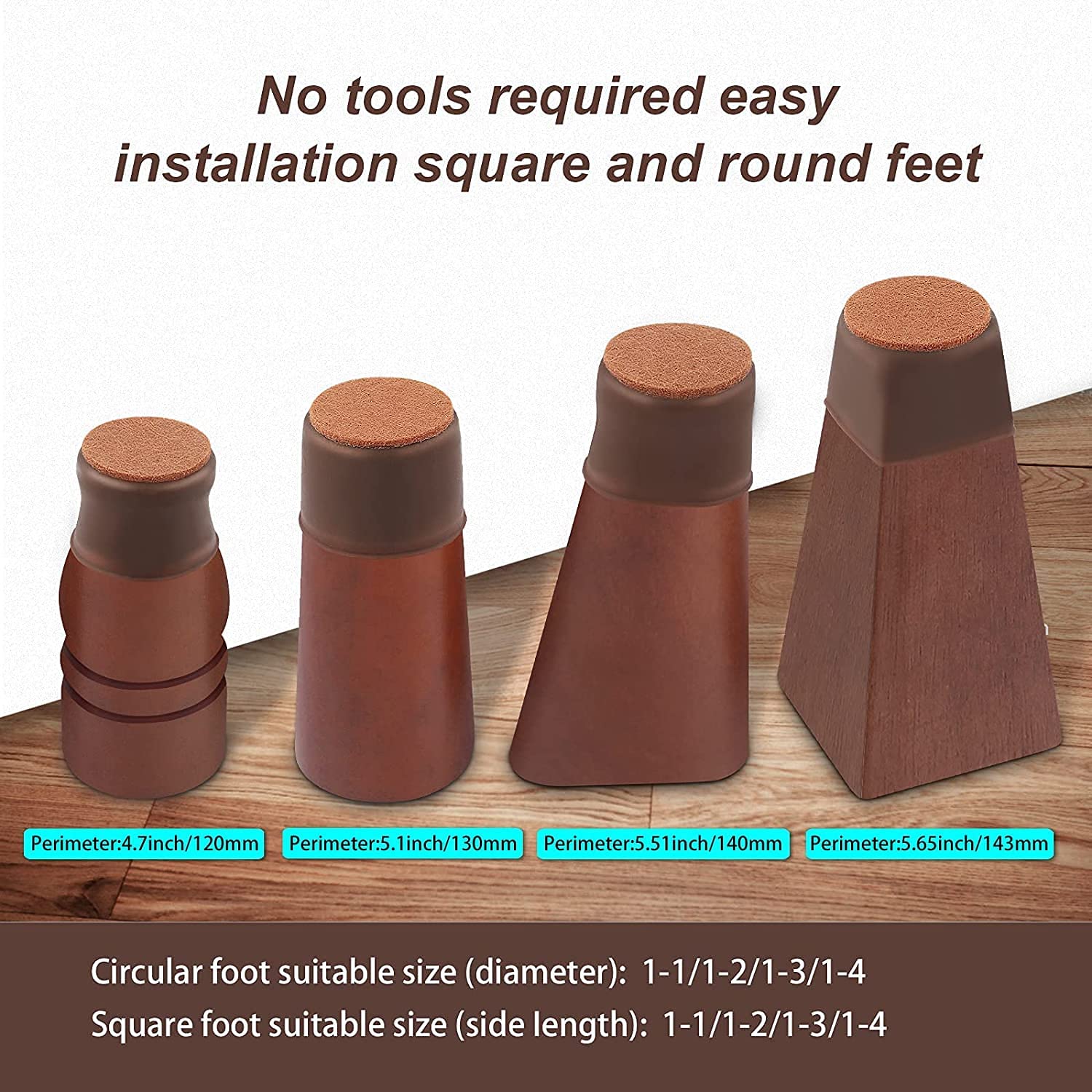 Prostuff.in Silicone Chair Leg Floor Protectors – 4 Pcs | Rubber Chair Leg Caps Furniture Protector to Prevent Scratches, Reduce Noise, Anti-Slip | Furniture Leg Covers for Chair, Stool Table,Brown 4