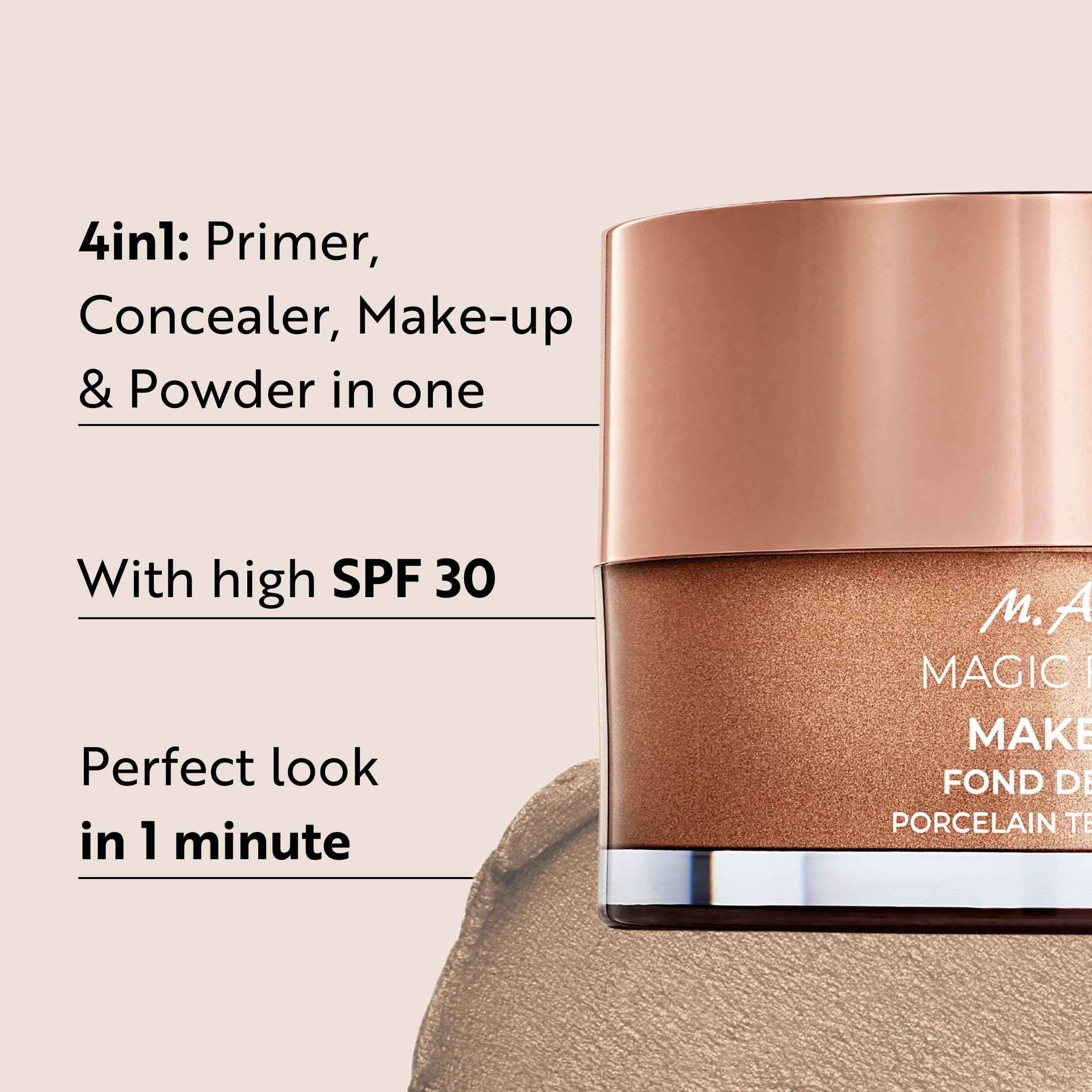 M. Asam Magic Finish Porcelain Teint LSF 30 Make-up (30 ml), mus 4 w 1: podkład, puder i korektor o optymalnym kryciu i matowym wykończeniu – dla jasnej skóry. | Pianka 4 w 1: podkład, puder i korektor o optymalnym kryciu i matowym wykończeniu, do jasnej