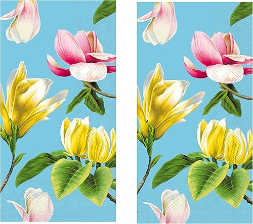 Juego de toallas de mano florales toallas de mano de papel desechables de calidad con hermosos temas de flores, 32 toallas de papel floral total por