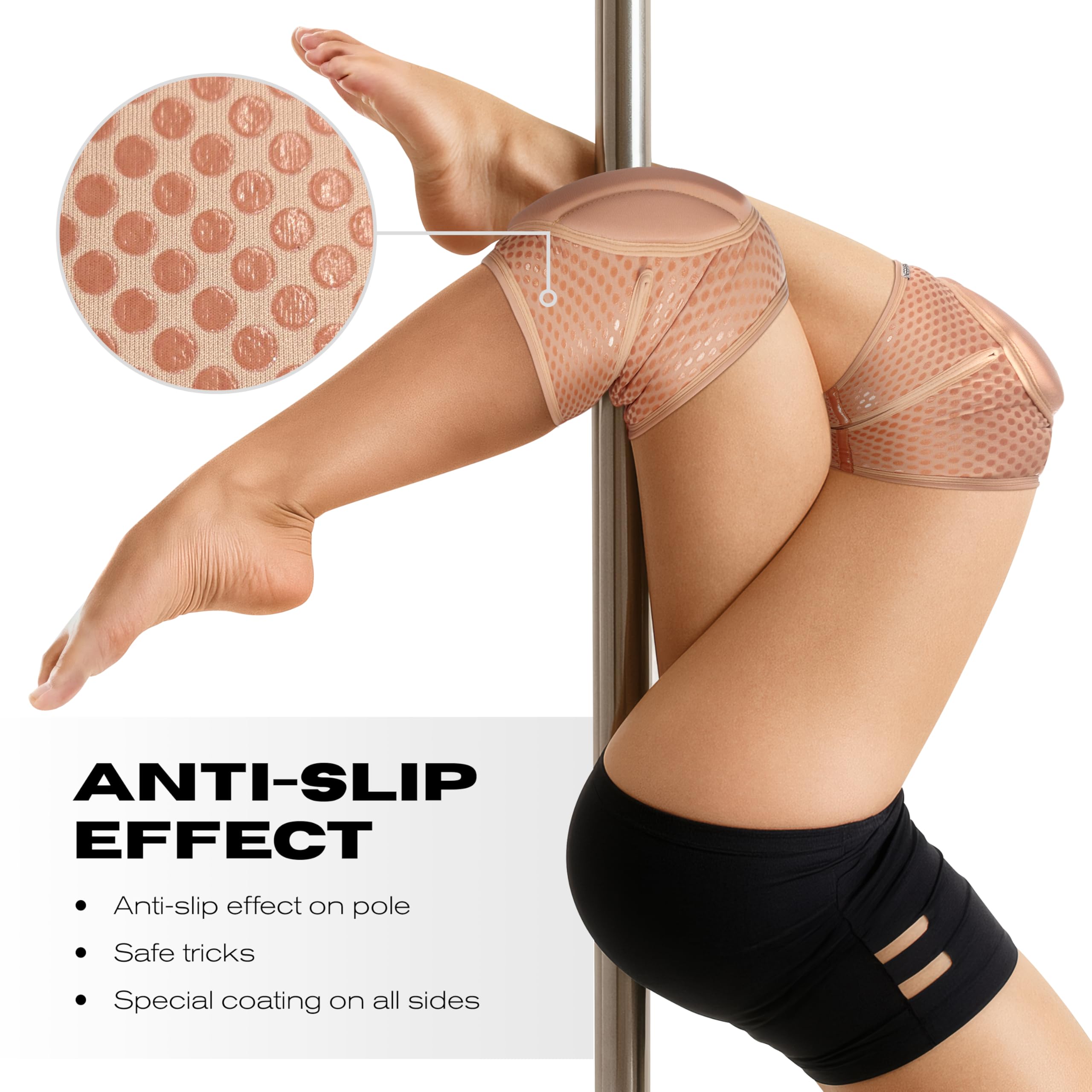 Queen Wear – Nude Latte Grip – Pole Dance Knee Pads – Perfect Woman Protection for Ballet Modern Dance and Indoor ports (S): S