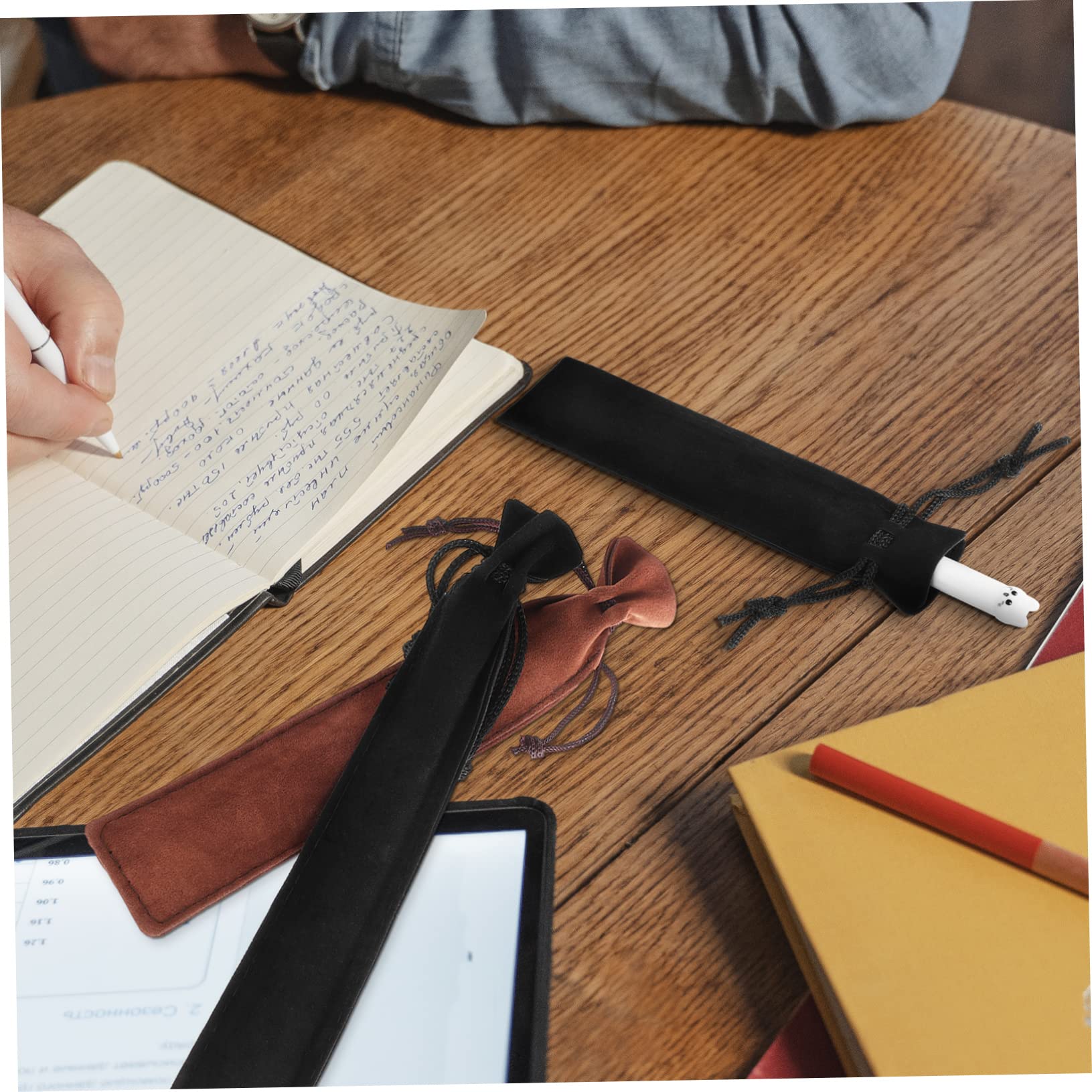 SEWACC 150piezas Bolsa De Bolígrafos De Cordón Unidades Negras Marrones Fundas para Lápices Almacenamiento De Material Escolar Organizador Práctico para Estudiantes y Profesores