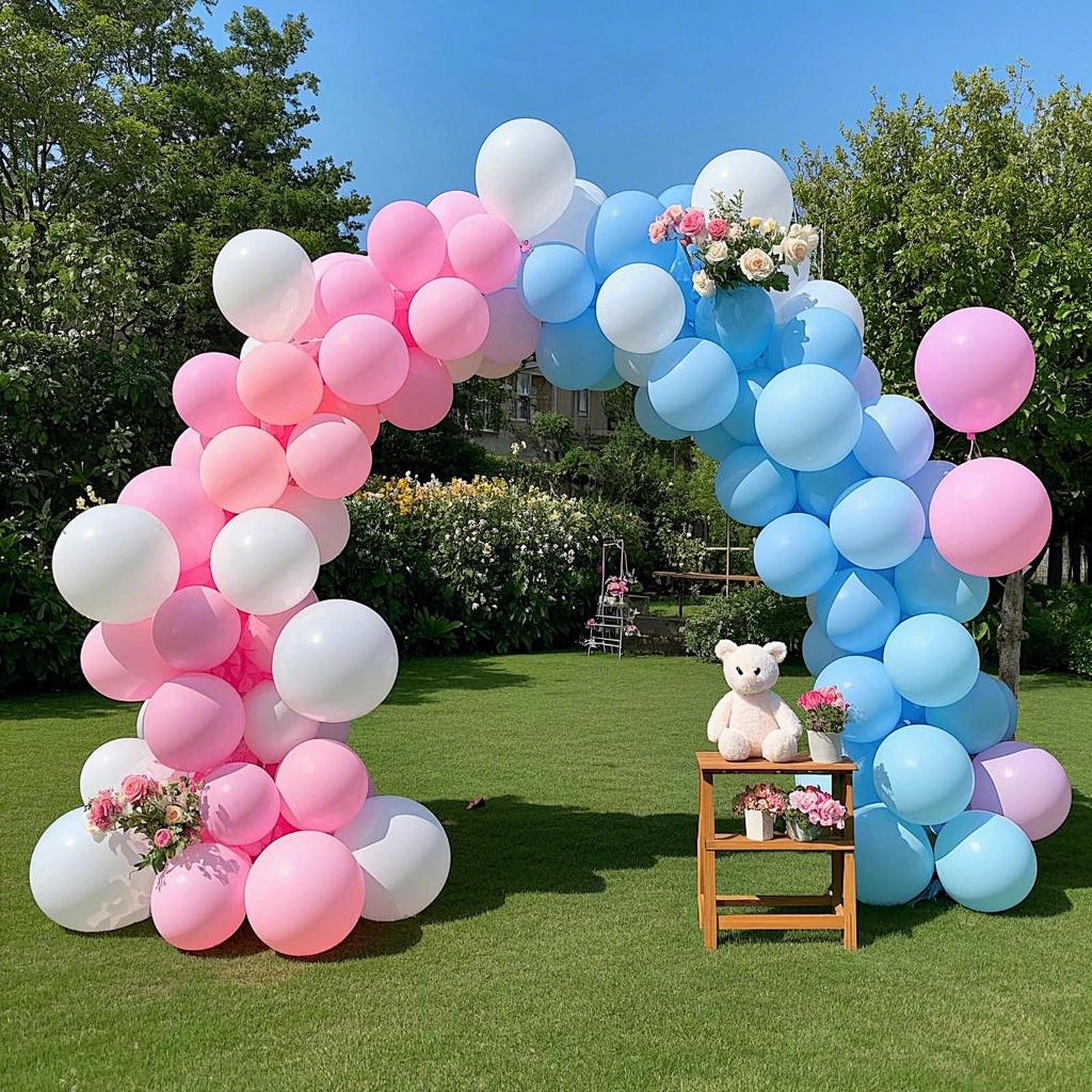 Ballonbogen-Set, 3 m, mit 2 Ballonstangenständern, mit Wasser befüllbarer Basis und Faserstangen für Hochzeit, Abschlussfeier, Geburtstag, DIY-Partyzubehör, Weihnachtsdekorationen