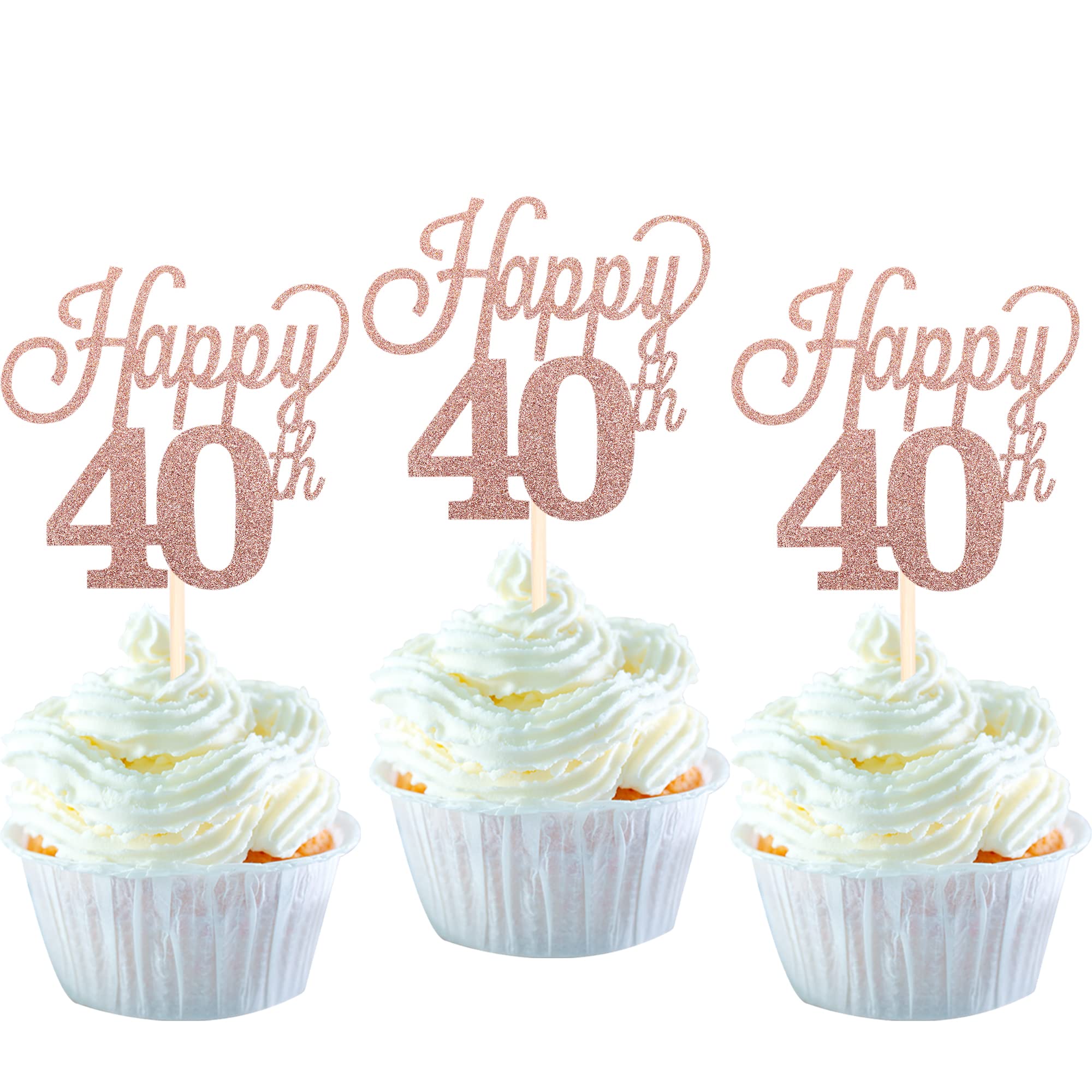 Amazon.com: 30 Pack Happy 40th Cupcake Toppers Glitter Number 40 Forty ...