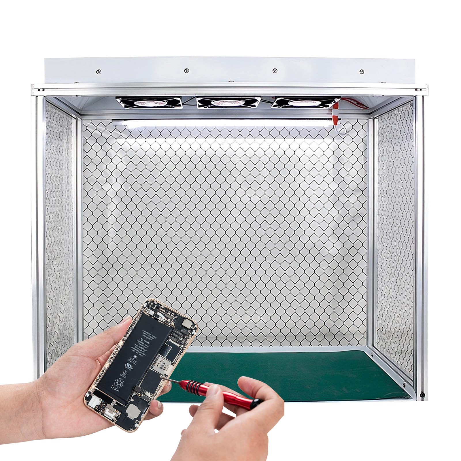 Cabina de Flujo Laminar Profesional & Banco de Aire Limpio, 62x31cm con Filtro HEPA para Trabajos de Precisión en Electrónica y Laboratorios