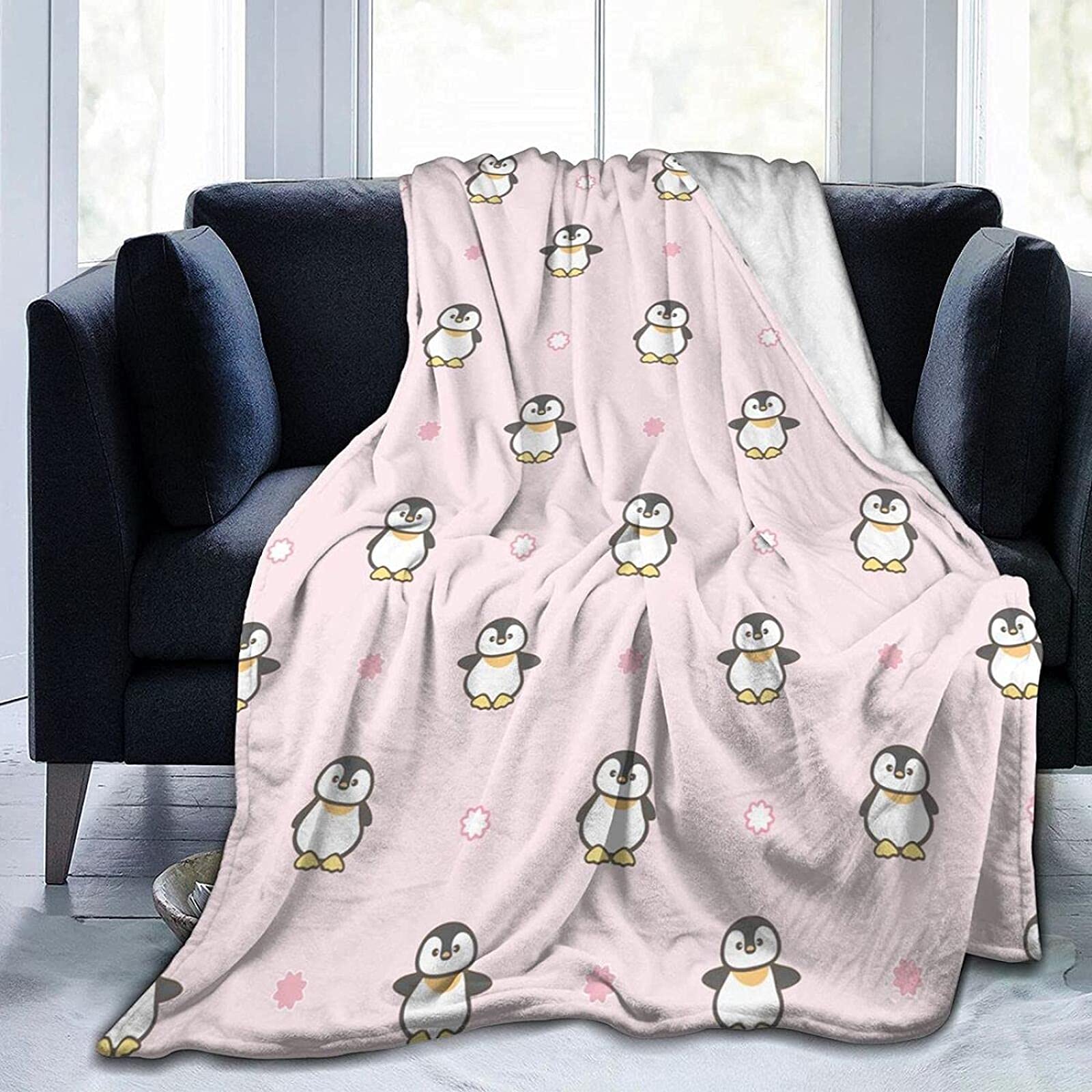 Cartoon-Pinguin-Flanelldecke – 127 X 152 Cm, Super Weich & Warm, Für Couch, Bett & Sofa