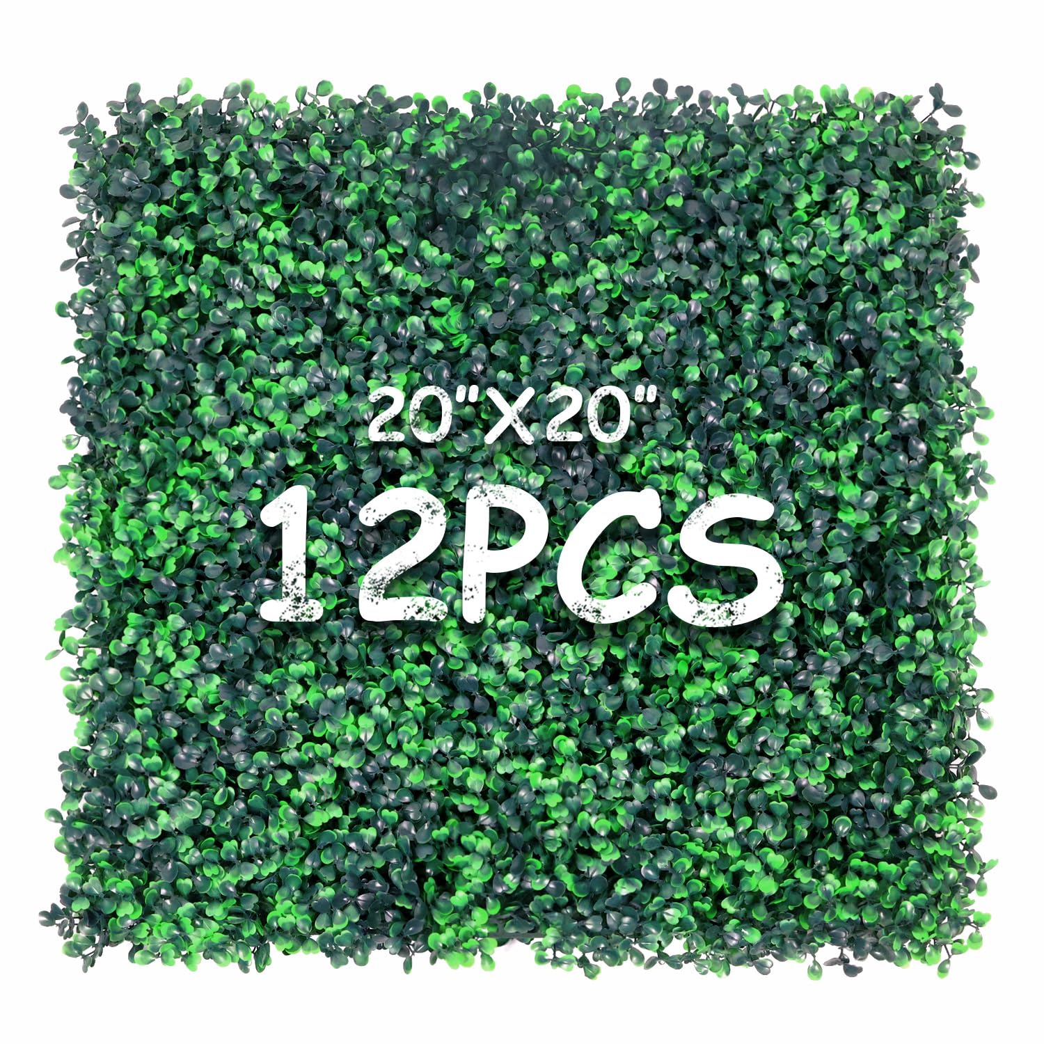 12 Pieces 20” X 20” (33.3 Sq.Ft) Artificial Hedge Boxwood Panels UV Protected Boxwood Hedge Grass Wall Green Greenery Plant Mats Backdrop Panels for Indoor Outdoor Garden Backyard Fence