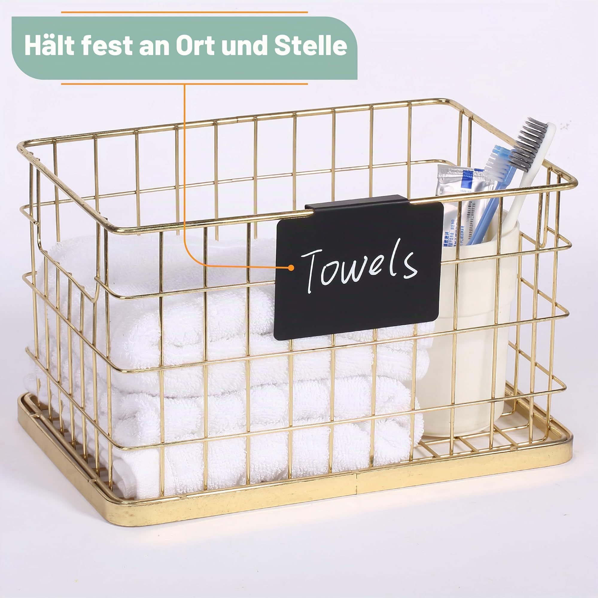 Mr. Pen- Basket Labels Clip On Set, 32 pcs, 30 Removable Bin Labels Clip On with 2 Chalk Markers, Back to School Supplies | 30 abnehmbare Korbetiketten für Aufbewahrungskörbe mit 2 weißen Kreidemarkern für Organisation
