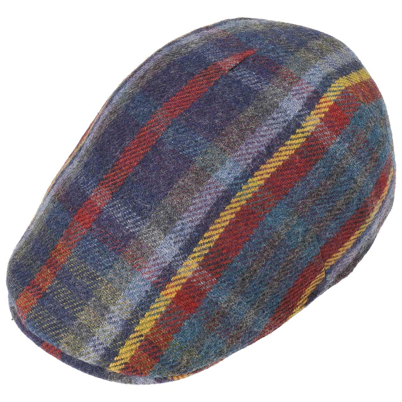 Lierys Sheatland Wool Flatcap męska - czapka zimowa w kratkę z żywej wełny - czapka z daszkiem Made in Italy - wełniana czapka na jesień / zimę