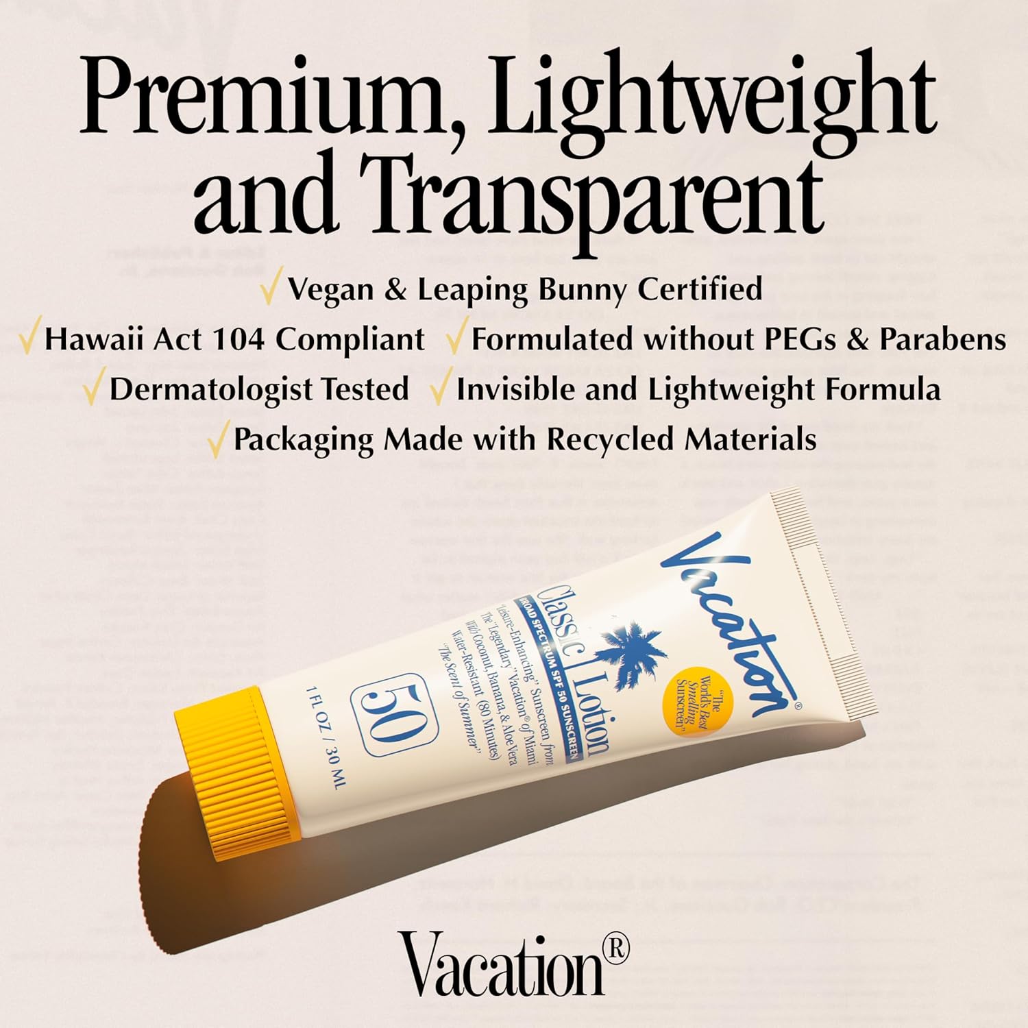 Vacation Mini Classic Lotion SPF 50, Water-Resistant, Mini Sunscreen Bulk Party Favor, Beach Must Haves, Traveling Essentials, Suntan Lotion Travel Size, 1 Fl. Oz. (Value Pack of 24)