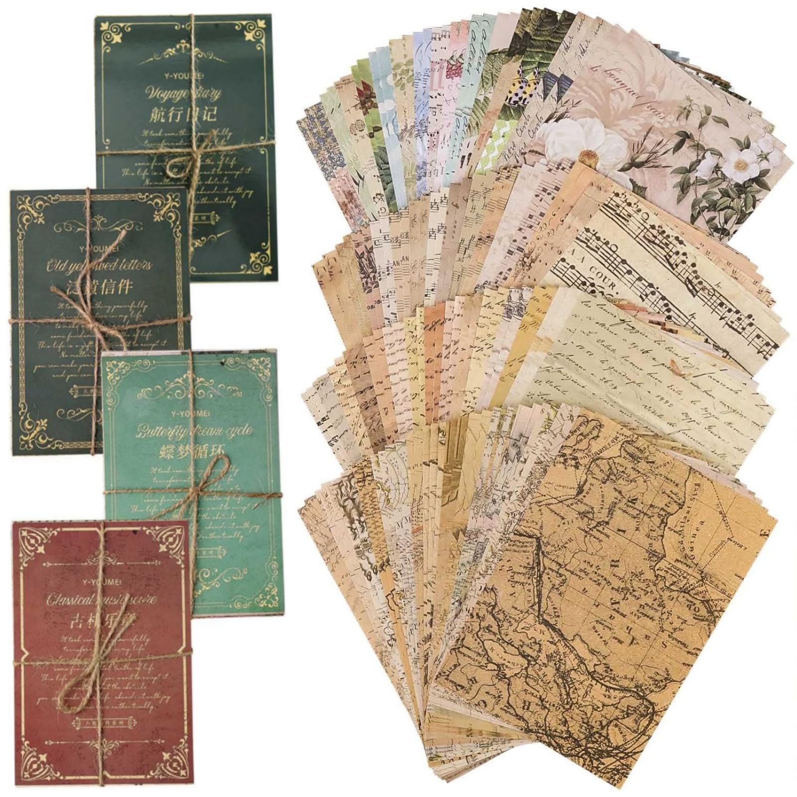 Scrapbook Paper, 4 Packs Vintage Pattern Paper for Decoupage Papers Sheet Card Making, Journaling, Gift Wrapping