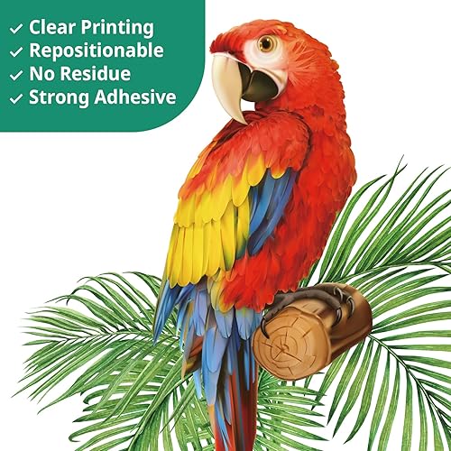 Miniatura 4 de BASHOM SG2-108 Calcomanías de pared de loros con plantas tropicales, hojas verdes, pájaros, calcomanías de acuarela para niños, para guardería,