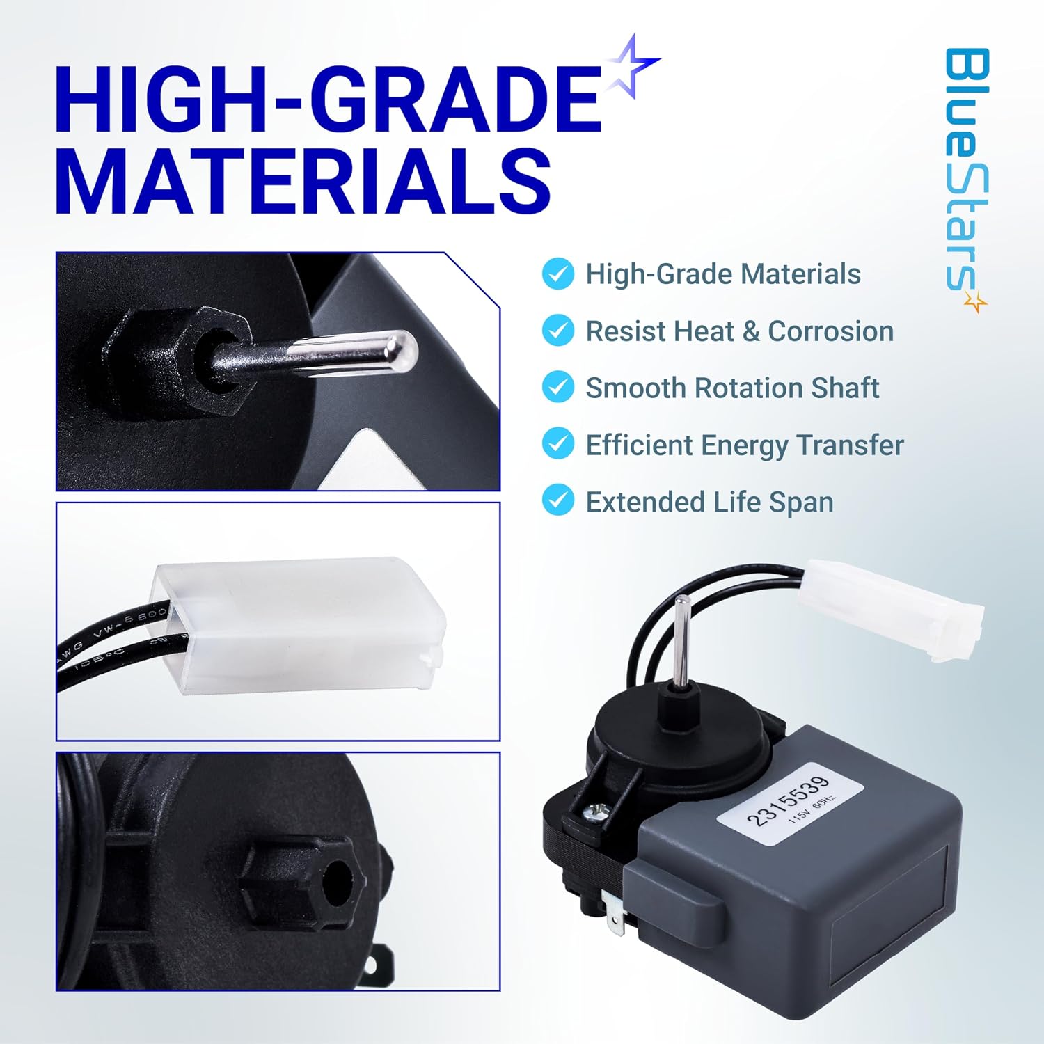 BlueStars Upgraded 2315539 Refrigerator Evaporator Fan Motor – Compatible with Whirlpool & Kenmore Refrigerators – Replaces WP2315539 2219689 2225625 W10438708 WP2315539VP AP6007247 PS11740359