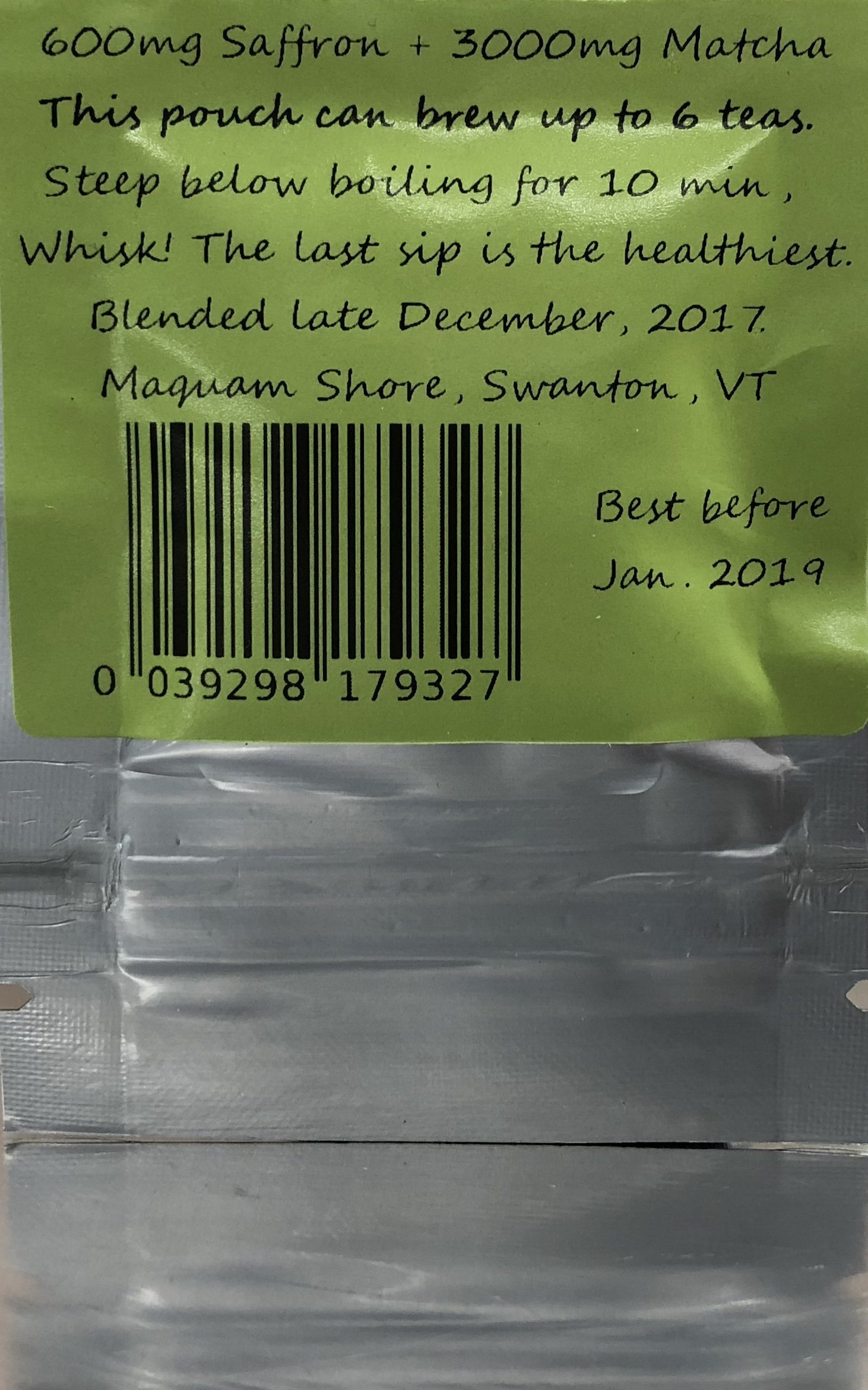 Saffron Tea Matcha Luxury Super Tea 6 Brew Pouch — view 2