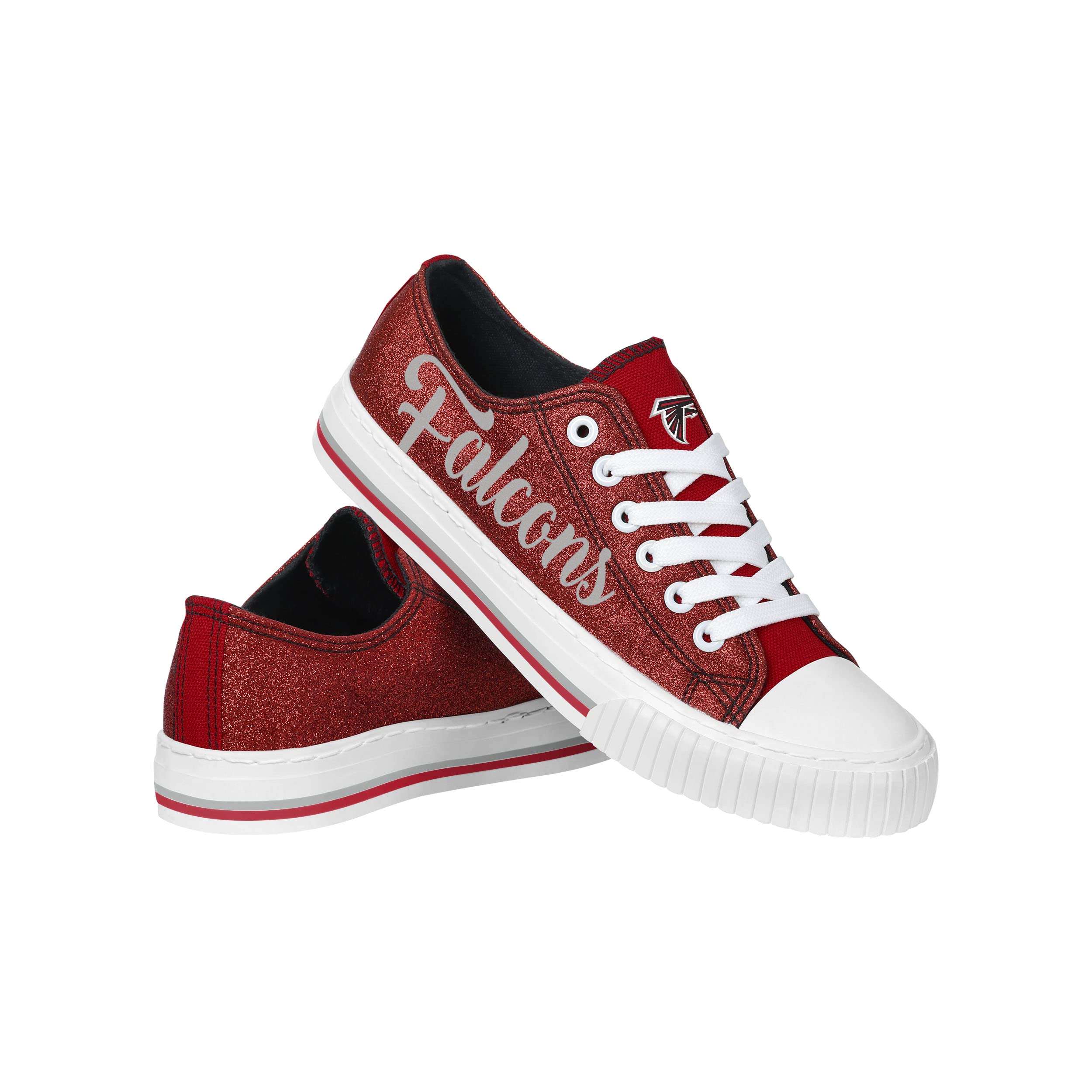 FOCO Womens NFL Team Logo Ladies Fashion Color Glitter Low Top Canvas Sneakers Shoes
