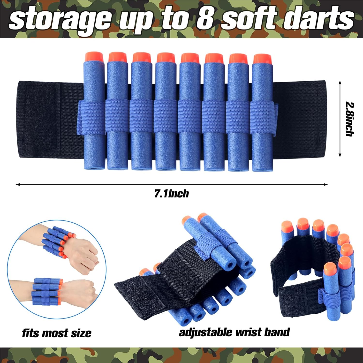 Sosation 8 Sets Kids Tactical Vest Compatible with Nerf Party Favor Accessories, Face Mask Wrist Ammo Holder Toy Gift Supplies Boys (Green and Blue)