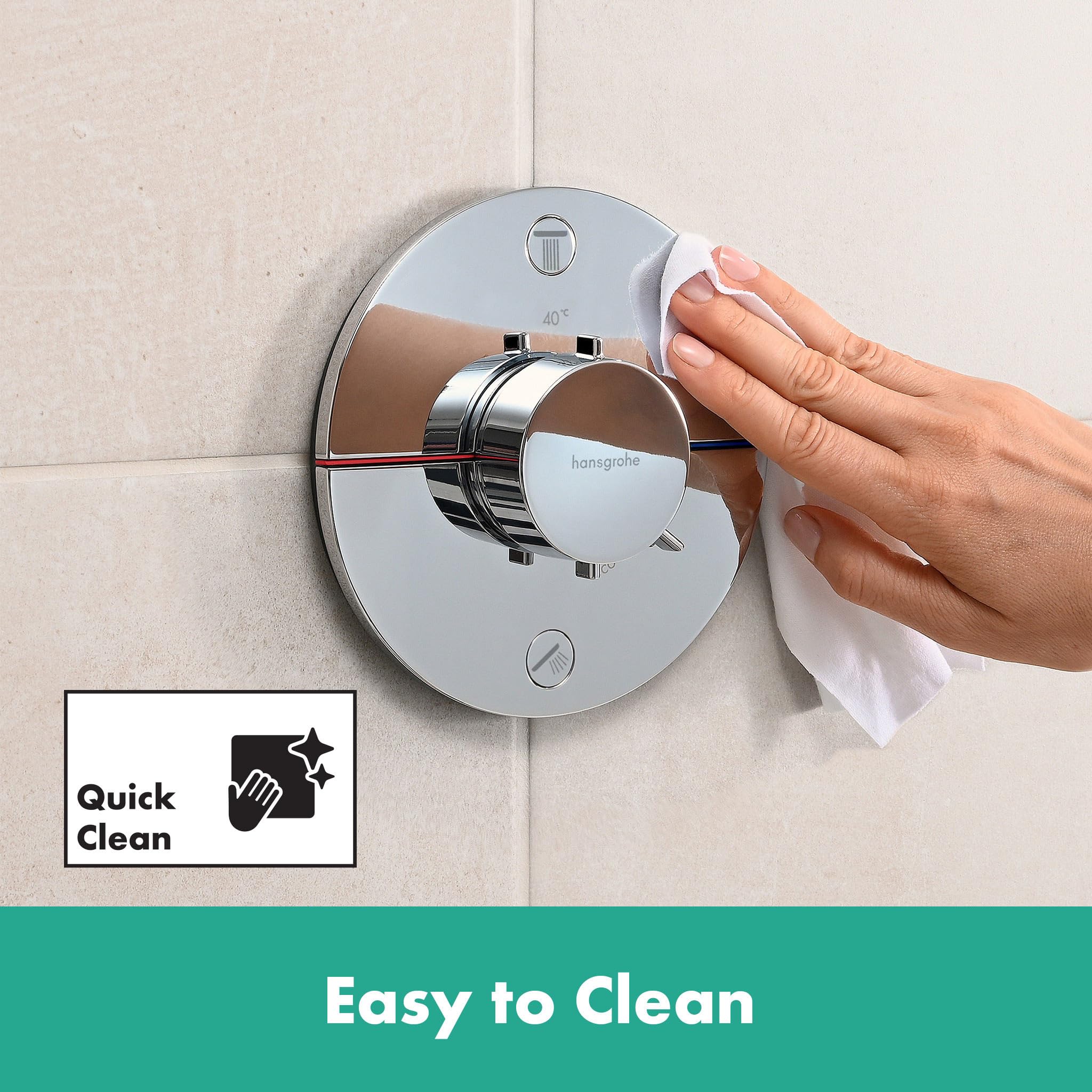 hansgrohe ShowerSelect Comfort S - Thermostat Unterputz, Armatur mit Sicherheitssperre (SafetyStop) bei 40° C, rundes Thermostat, Mischbatterie für 2 Verbraucher, Chrom