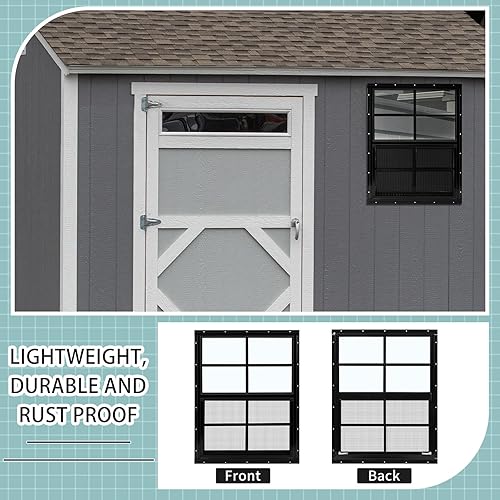 Miniatura 47 de Tandefio Paquete de 2 ventanas de cobertizo blanco de 14 x 21 pulgadas para gallinero con vidrio templado y pantalla para el hogar con deslizador