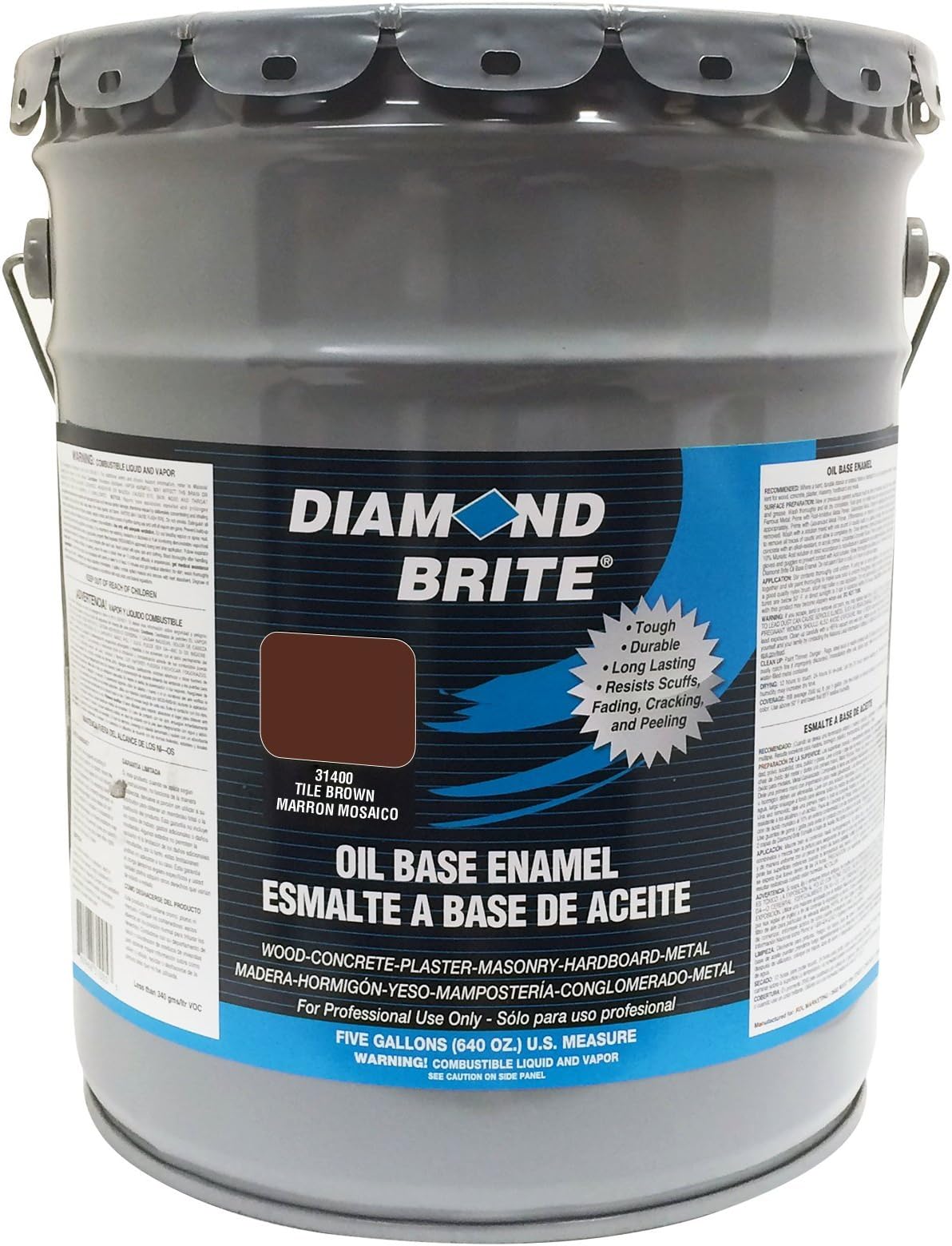 Diamond Brite Paint31400 5-Gallon Oil Base All Purpose Enamel Paint Tile Brown