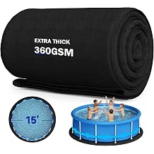 Uyittour 15Ft Round Pool Liner Pad for Above Ground Pools, 360G/M2 Extra Thick Heavy Duty Under Pool Mat, Seamless Puncture Resistant Geotextile Fabric Ground Padding, Extends Liner Life, Black