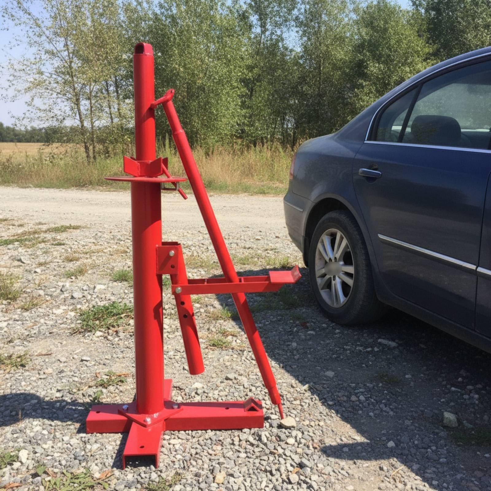 Harilla Smontagomme Manuale Attrezzo Smontagomme Montaggio Smontaggio Leva Manuale Struttura Acciaio Basamento Largo Palo Verticale Azione Meccanica Potente