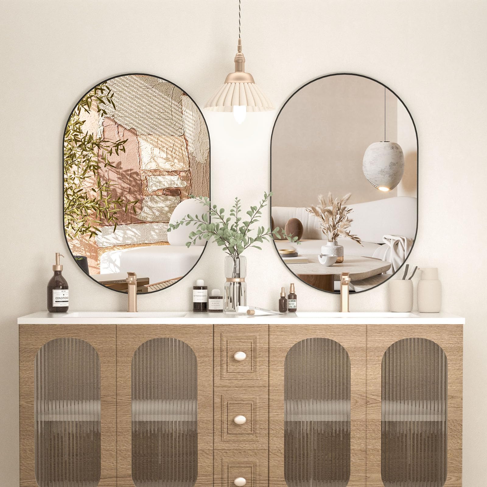 JMITHA Specchio Asimmetrico da Parete Senza Cornice - Decorativo per Camera da L