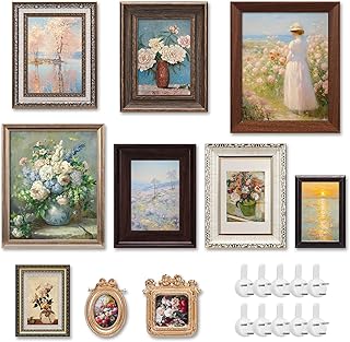 Qunclay 10 Pcs Vintage Frames for Wall or Tabletop Ornate French Country Frames Vintage Farmhouse Antique Wall Decor for Gallery Bedroom Living Room, No Photos Included(Classic Style)