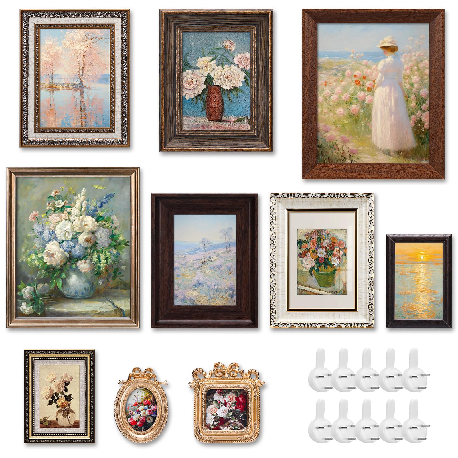 Photo 1 of ***DAMAGED - SEE NOTES/PICTURES*** Qunclay 10 Pack Vintage Picture Frames for Wall or Tabletop Display Ornate French Country Gallery Frames Farmhouse Antique Wall Decor for Bedroom Living Room, No Photos Included(Classic Style)