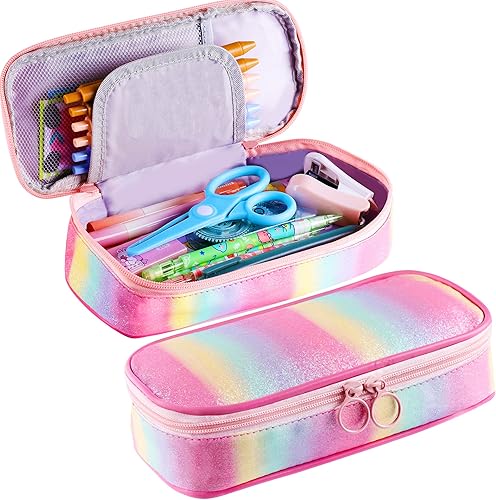 Miniatura 9 de Estuche grande para lápices, gran capacidad, estuche organizador de lápices de arco iris, bonita caja de lápices, bolsa para bolígrafos para